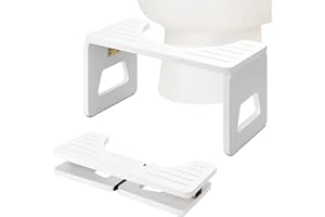 Toilet Stool Squat Adult - 8 Inches Foldable Poop Stool for Bathroom Bamboo Flip Potty Stool with Anti-Slip Layer - Improve B