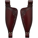 Majestic Ally Tooled Leather Western Saddle Fenders &ndash; Floral Carved Replacement Fenders for Western Saddles &ndash; Multiple Tooling Designs &amp; Color Tones