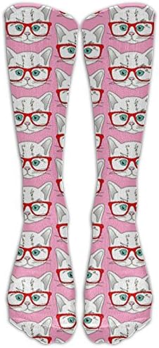 Kitten Hipster Pink Compression Socks Long Socks Athletic Sports Socks For Running Fitne Basketball Volleyball