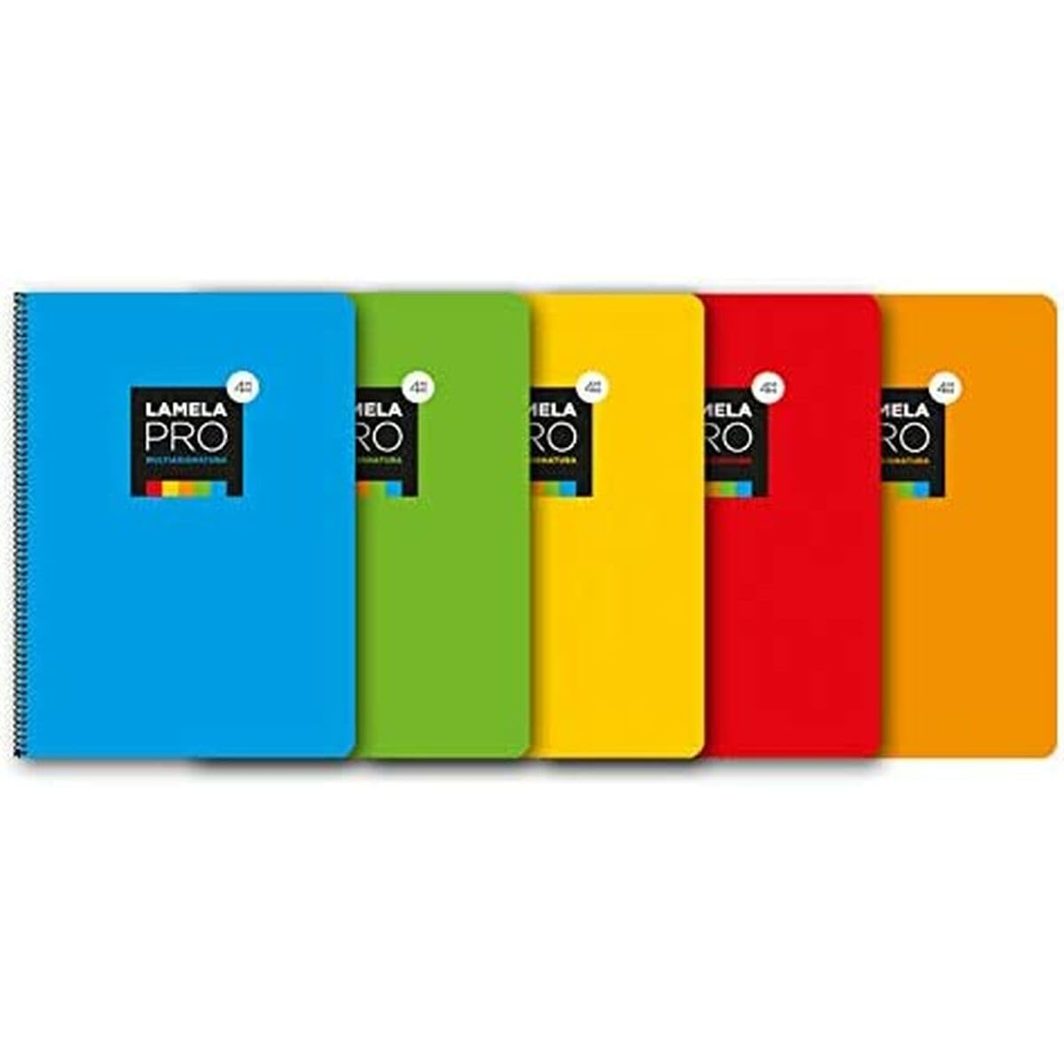 5 Pack Extra Hard Folio Notebook 100 Sheets 4mm Assorted