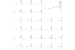 SINCHEEWAY 60 Pack Grid Wall Display Hooks, Metal Gridwall Accessories for Retail Stores, Trade Shows, Art and Craft Displays (White, 6 Inch)