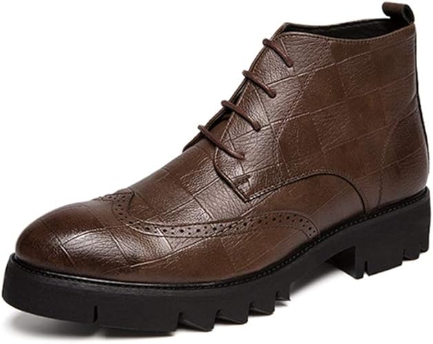 Amazon Yybo メンズ ブーツ ショートブーツ ウィングチップ チャッカブーツ ビジネス ラウンドトゥ プレーントゥ レースアップ 黒 ビジネスシューズ 紳士靴 春 秋 冬 通勤用 結婚式 就職面接 大きいサイズ 革靴 マーチンブーツ 高級靴 ブーツ