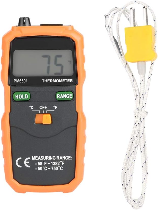 Peakmeter PM6501 LCD Digital Instant-Read Thermometer Temperature Meter with Type K Thermocouple Sensor Probe
