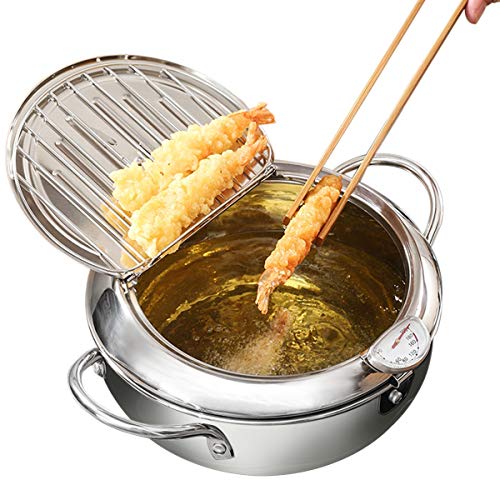 Tempura Rack Deep Fryer Pot - Stainless Steel Japanese Tempura Fryer - Oil Drip ...