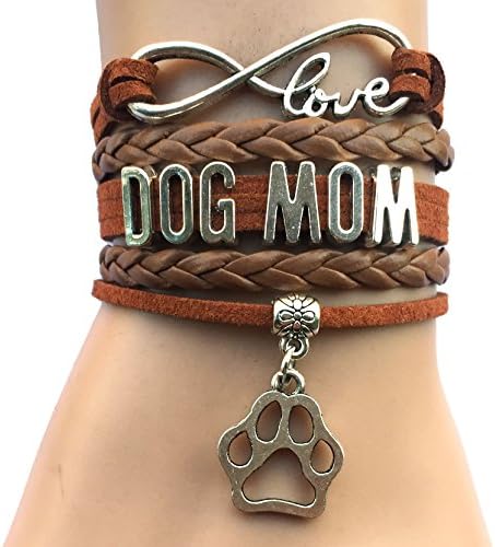 DOLON Infinity Love Dog Mom Paw Bracelet Handmade Pet Friendship Leather Gift