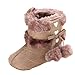 Voberry Baby Toddler Girls Knit Soft Winter Warm Snow Boot Fur Trimmed Pom Pom Boots (12~18 Month, Khaki 2)
