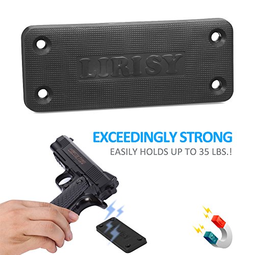 Lirisy Gun Magnet Mount | Rubber Coated Magnetic Gun Holder Truck Car Holster Concealed for Handgun Rifle Pistol Revolver Magazine in Vehicle , Wall, Vault, Bed,Bedside, Desk with 35 lb Rating