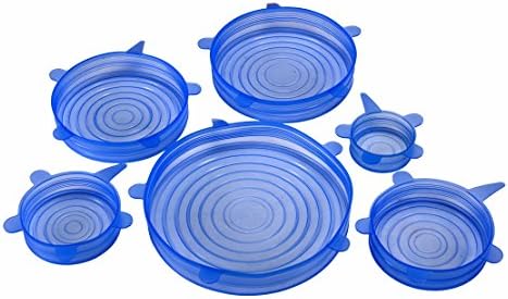 Silicone Stretch Lids 6 Pack Different Size FDA Approved Stretchable Food Covers for Cups, Pots, Can,bowls,Dishes,Mugs,Jars (Clear)