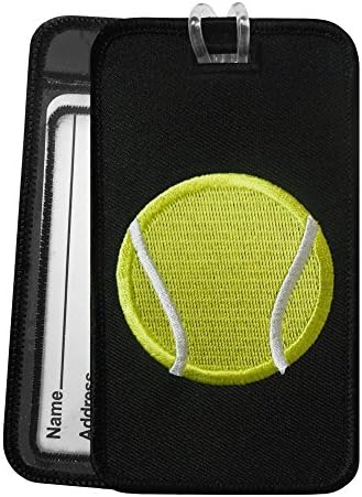 Tennis Ball Luggage Tag - Embroidered Set of 2 Black