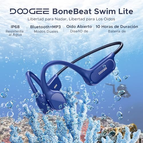 DOOGEEEco Bone Headphones IP68, 10H Battery, Bluetooth 5.4, Open Ear, MP3 Mode 32GB, Suitable for Running, Cycling and Underwater Swimming (Dark Grey)