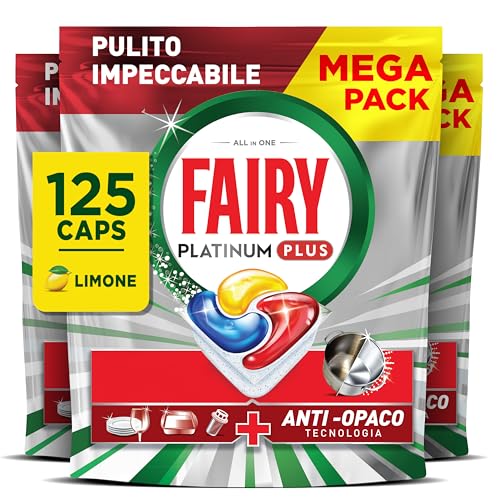 Fairy Platinum Plus Complete All-In-1 Spülmaschinentabs Bulk, 125 Tabletten Zitrone, mit Anti-Stumpf-Technologie & Klarspüler-Wirkung, effektiv in kurzen Zyklen