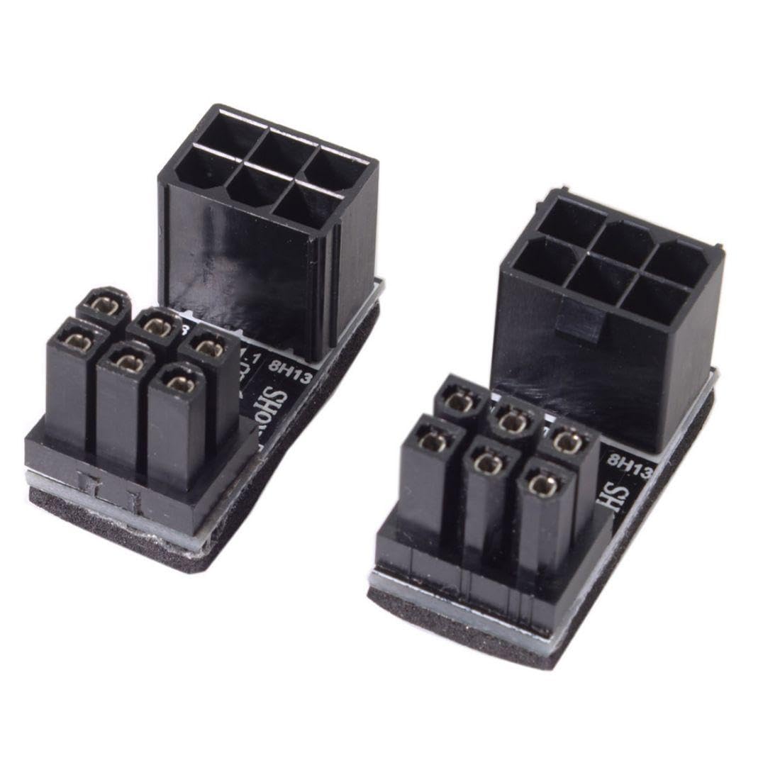 chenyang 2 PACK ATX 6Pin 180 Degree Angled Power Connector Adapter for GPU Graphics Card