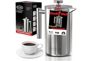 SterlingPro French Press Coffee Maker-Double Walled Large Coffee Press with -Enjoy Granule-Free Coffee Guaranteed, Stylish Ru