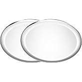 luvtree Silver Round Stainless Steel Tray Decor for Coffee Table Living Room,Bathroom Accessory Vanity Tray,Jewelry Dish Aesthetic,Perfume Makeup Tray,Serving Platter,Display Tray.Diameter28cm.2Piece