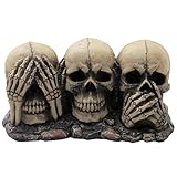 No Evil Skulls Figurine for Scary Halloween Decorations and Spooky Skeleton Statues &amp; Medieval Fantasy Home Decor Sculptures and Gothic Gifts (Kitchen)