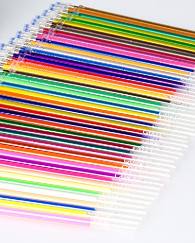ColorIt 48 Gel Pen Ink Refills For Glitter, Metallic, and Neon - Color Coded for Easy Replacement