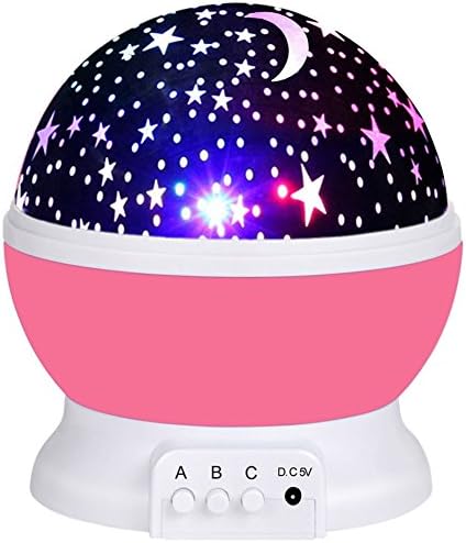 Star Projector Lamp,Moon Sky Night Light for Kids,4 LED Bulbs 8 Modes,360 Degree Rotation With USB Cable(Pink)