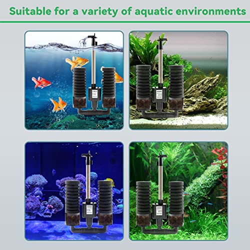 TOHIDAQU Aquarium Internal Sponge Filter 4W 80GPH Fish Tank Power Sponge Filters with Bio