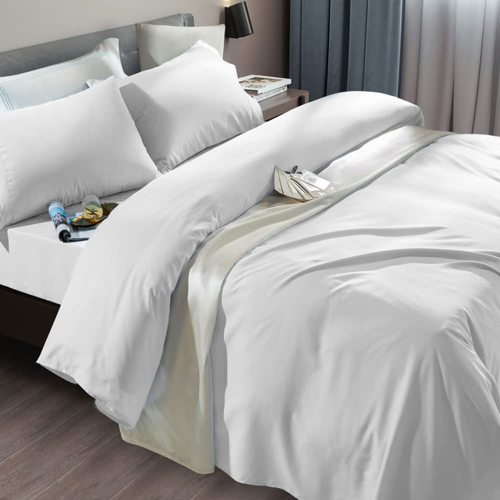 Photo 1 of SONORO KATE Bed Sheet Set Super Soft Microfiber 1800 Thread Count Luxury Egyptian Sheets Fit 18-24 Inch Deep Pocket Mattress Wrinkle-6 Piece (White, Queen)