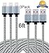 Mribo 8Pin Lightning Cable Nylon Braided Extra Long 6 Feet USB Cord Universal Charging Cable - Gray and Silver