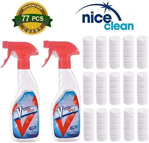 77 Pcs Multi Functional Effervescent Spray Cleaner Set With 2 Spray Bottles - For Car, Kitchen, Toilet All Purpose Home Cleaning Effervescent Spray Cleaner Set