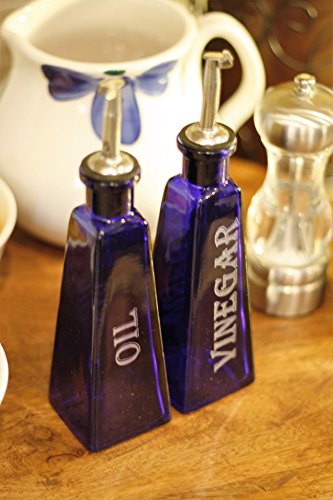 Cobalt Blue Oil and Vinegar Set - Laser Engraved - Oil Vinegar Dispenser - Gifts for Mom - Kitchen Decor - Kitchen Gifts - Olive Oil Cruet - Thumbnail 4