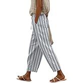 chouyatou Women's Vintage Floral Print High Elastic Waist Wide Leg Capri Beach Palazzo Pants with Pockets