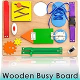 Montessori Busy Board for Toddlers - Wooden Sensory Toys for Toddlers - Travel Toy Educational Activities and Fine Motor Skills Activity Toy for 2 3 4 5 Years Old Boys and Girls