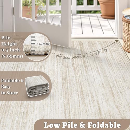 Area Rug 8x10 Living Room Rugs: Washable Modern Rug Large Non-Slip Soft Rugs Stain Resistant Printed Rug Indoor Carpet for Bedroom Kitchen Dining Room Nursery Playroom Home(Beige, 8'x10')