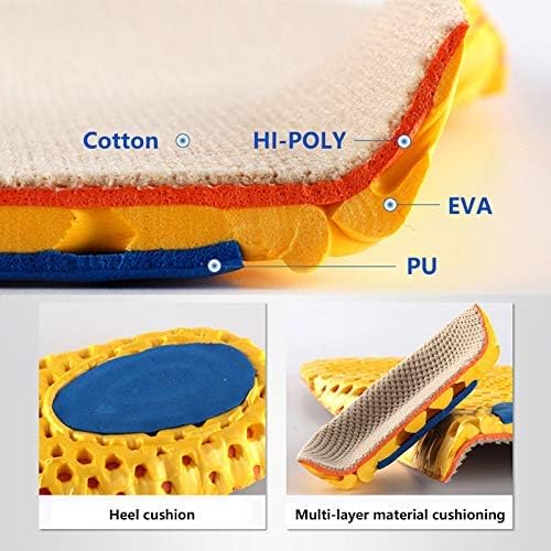 XINIFOOT 3 works Elastic Shock Absorbing Shoe Insoles Breathable Honeycomb Sneaker Inserts Sports Shoe Insole Replacement Insoles for Men and Women (Yellow) - Image 5