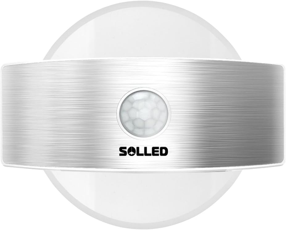 SOLLED Motion Sensor LED Wall Sconce Night Light - Luxury Aluminum Design Rechargeable Stick Anywhere - Suitable for Hallway, Pathway, Staircase, Garden, Wall