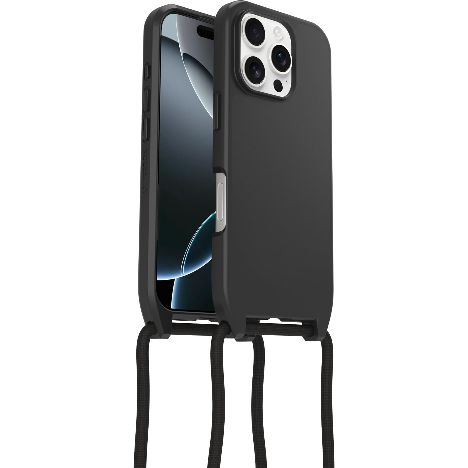 OtterBox React Series Lanyard MagSafe Case for iPhone 16 Pro, Ultra-Slim, Protective Case with Adjustable and Detachable Lanyard Strap, Tested to Military Standard, Black, Non-Retail Packaging