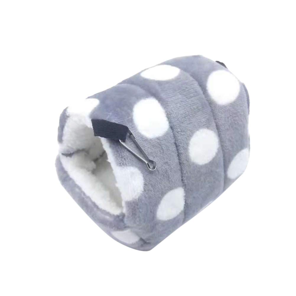 POPETPOP Hamster House Bed Guinea Pig Winter Warm Sleeping Nest Hideout for Hedgehog Chinchilla Dot Print Pet Bed House Cage Size L(Grey)