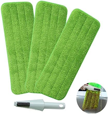 Spray Mop Replacement Pads Mop Cleaning Pads Fit All Spray Mops (16×5.5inch, 3PCS+1×Cleaning brush)
