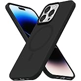 LoeoeL for iPhone 14 Pro Case Silicone Mag Safe, Compatible with Magsafe Ultra Slim Thin Magnetic Phone Case for Women Girls, Soft Rubber Gel Matte TPU Solid Color Minimalist Cover, Black