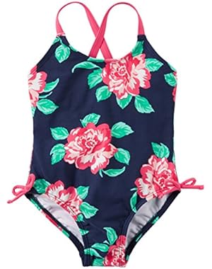 Carters Little Girls One Piece Lined Swimsuit (4T, Floral)