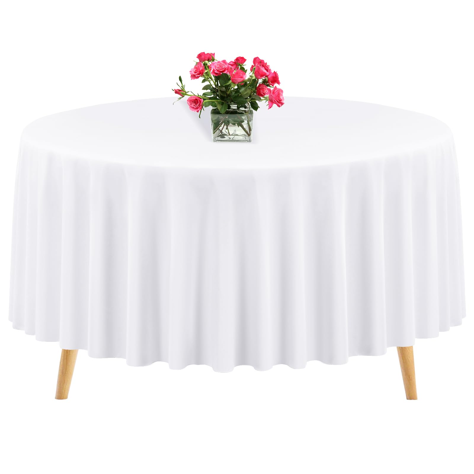 1 Pack Premium Round Tablecloth 120 Inch White Polyester Table Cloth Bulk Washable Polyester Fabric Tablecloths Table Cover for Wedding Party Banquet Buffet Table Holiday Dinner (White, 120 Inch) — image 1