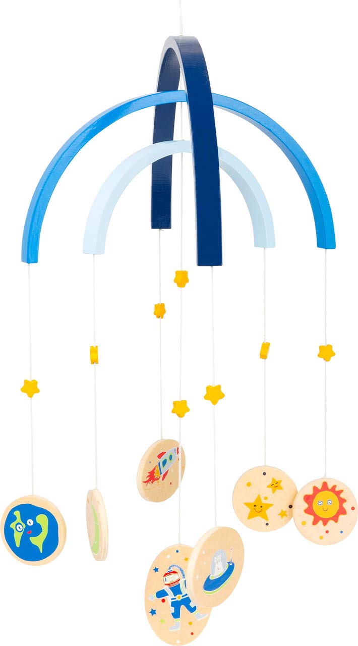 Small Foot 11451 Mobile Space, Made of Wood, Infant's Mobile with Space Figurines And Stars