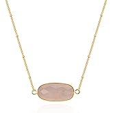 Angelstones Natural Gemstone Pendant Necklace, 14K Gold Plated Healing Crystal Necklaces for Women