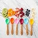 Avanchy Spoon Baby Toddler Organic Bamboo Feeding Spoons. Soft Tip Utensils, Bpa Free Silicone Feeding Set. 2 Pack, 5.5
