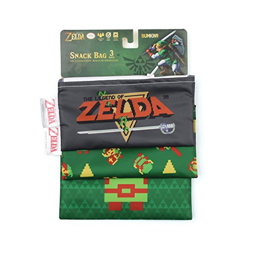 Bumkins 3 Piece Nintendo Reusable Snack Bag, Zelda