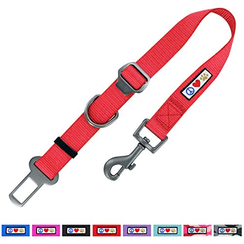 Pawtitas Dog Seat Belt with Restraining Strap for Pet Carrier Adjustable Strap Dog Training Puppy Training Red Dog Seat Belt