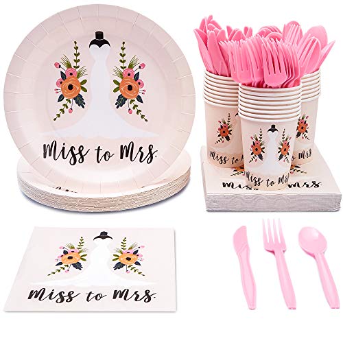 Juvale Miss To Mrs Bridal Shower Plates Napkins Cups And Import It All