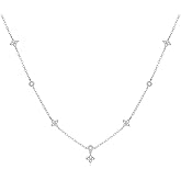 Gold Necklace for Women Non Tarnish, 14K Gold Plated Dainty CZ Clover Marquise Flower Charm Diamond Choker Necklace for Women Trendy Wedding Jewelry