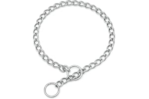 HOTLION Choke Collar for Dogs, Chain Dog Choker Collar for Large Dogs Stainless Steel Heavy Duty Training Slip Martingale Collars for Small Medium Large Breed Dogs Boys Girls, Silver S