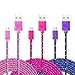 Micro USB Cord 10ft, 3-Pack Boxeroo Premium High Speed Nylon Braided Cable Charging/Sync Data Cable Compatible for Samsung Galaxy, HTC,LG, Nokia, Sony, and Other Tablet Smartphone (Rose,Pink,Purple)