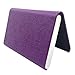 2 PCS Business Name Card Cases, Stainless Steel & PU Leather Card Holder, SENHAI Square Metal ID Wallets for Men & Women, with Magnet Shut - Black & Purple