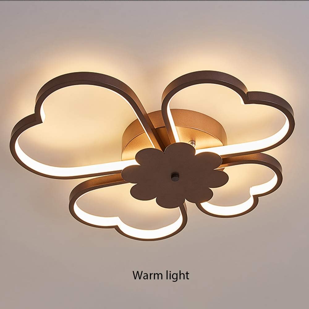 BAYCHEER Creative LED Flush Mount Ceiling Lighting Fixtures Modern Ceiling Light Warm and Romantic Four-Leaf Clover Ceiling Mount Lighting for Living Room Bedroom Brown 19inch (Warm Light)