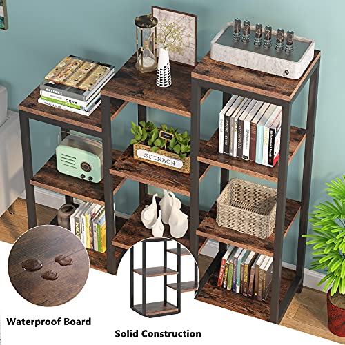 Tribesigns 4Tier Bookshelves and Bookcases, Wooden Rustic Ladder Corner Bookshelf Open Step