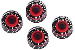 Abaodam 4pcs Guitar Tone Knob Bass Guitar Volume Knobs Pedal Board Bass Knobs Hat for Volume Tone Acrylic Knob Top Hat Red Electric